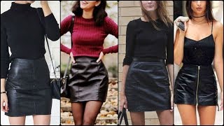 Leather Skirts Outfits/Leather Skirts and Dresses/leather mini skirts/Skirts with tights