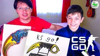 Рисуем НОЖ из CS GO - папа РыбаКит рисует с Вовой