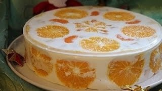 Фруктово желейный торт  Мандарины, апельсины