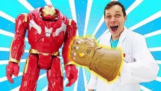 Видео про игрушки. Игры в больницу. Злодеи на приеме Доктора Ой. Видео для мальчиков про супергероев
