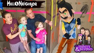 HELLO NEIGHBOR in Real Life in HUGE Box Fort Escape Room!!! Escaping Hello Neighbor! Part 4