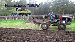 Минитрактор "ЗВЕРЬ". Пахота.