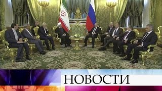 Президенты России и Ирана Владимир Путин и Хасан Рухани проводят переговоры в Москве.