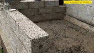 Веранда Часть-2 - Стены из керамзитобетонных блоков и Пол