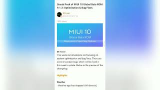 Sneak Peek of MIUI 10 Global Beta ROM 9.1.3: Optimization & Bug Fixes