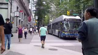Walking in Downtown Vancouver BC Canada. City Life on Granville Street.