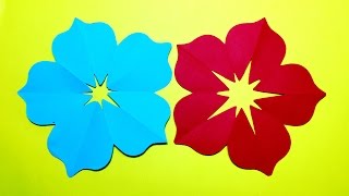 How to make 5 petal hand cut paper flowers - origami flower DIY | origami flower easy paper crafts