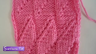 Узор Диагональные Ромбы. Вязание спицами. Мастер Класс # 256