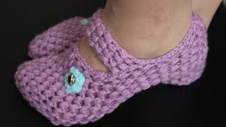 Простые тапочки - балетки крючком. Simple crochet slippers.
