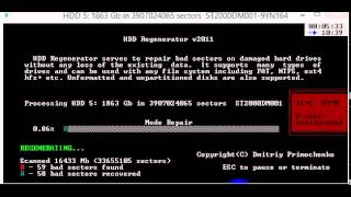 HDD Regenerator 2011. Реанимация HDD Bad Blocks и поиск метрвых блоков после восстановления.