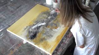 Acrylic painting abstract - Collage, Teer, Pigmente | Acrylmalen abstrakt