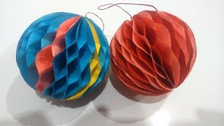 DIY. Шары-соты из цветной бумаги своими руками. Елочные игрушки