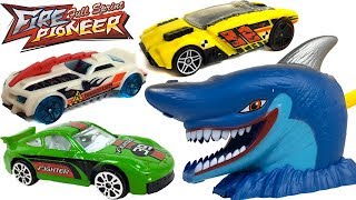 UNBOXING FIRE PIONEER ROCKET SHARK MOUTH ESCAPE DOWNHILL SPRINT WITH SLOW MOTION AND WATER RACING ?