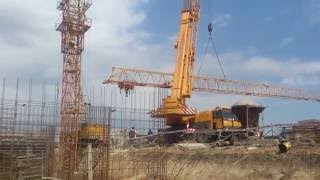Монтаж башенного крана Liebherr 112. ГП автокрана Liebherr 70 тонн.Одесса,30 Жемчужина,KADORR GROUP.
