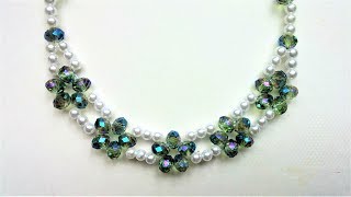 Elegant bridal necklace. Beading tutorial for beginners