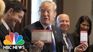 President Donald Trump Touts ‘Biggest Tax Reduction,’ Single Sheet Filing | NBC News