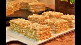 كيكة البسكوت السريعة بحشوة التوفي من غير بيض ومن غير كريمه حظريها لضيوفك من الذ الحلويات البارده