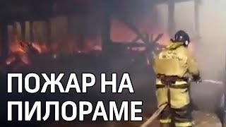 Крупный пожар ликвидируют на пилораме в городе Нижнеудинске
