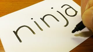 How to turn words NINJA into a Cartoon - How to draw doodle art on paper