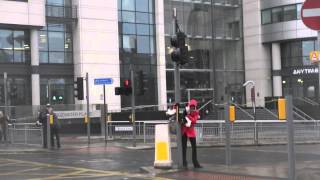 Wind lashes Leeds city centre as a storm front hits the UK