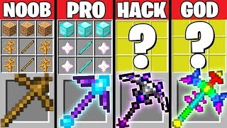 Minecraft Battle SUPER PICKAXE CRAFTING CHALLENGE - NOOB vs PRO vs HACKER vs GOD Minecraft Animation