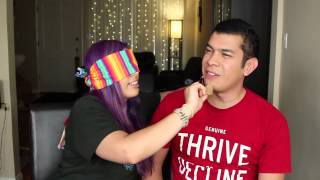 Wife does Husbands makeup Blindfolded!