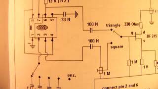 Square wave & triangle wave oscillator with 555 chip + FET (40 Hz-18 KHz) schematic