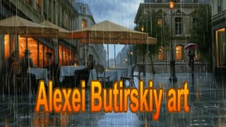 Апрель в Париже художника Бутырский Алексей (Alexei Butirskiy) Городской пейзаж и Аккордеон ( HD)