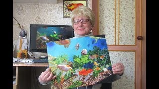 Картина маслом Аквариум с рыбками по фотографии из Интернета