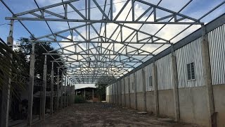 Kho Tư liệu Xây dựng - Khung nhà xưởng cột bê tông kèo sắt | Khung nhà kho cột bê tông kèo sắt