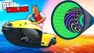 СУПЕР ЭКСТРЕМАЛЬНЫЕ ГОНКИ НА НОВЫХ ГИПНОТИЧЕСКИХ РАМПАХ ПО ВОДЕ В GTA 5 ONLINE