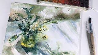 Акварель "по сырому" Wasserfarbe ''Alla Prima'' Watercolor flower painting