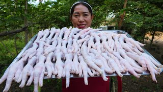 Tasty Chicken Feet  Curry Palm Fruit  - Chicken Feet Cooking -Simple Life Cooking