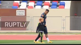 'Who's your daddy!' - Neymar show’s son how to kick like a legend