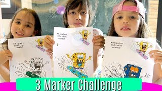 兄妹対決?３色マーカーぬりえチャレンジ Sis VS Bro 3 Marker Challenge!