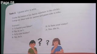 الصفحة 58 من كتاب السنة أولى متوسط في اللغة الإنجليزية