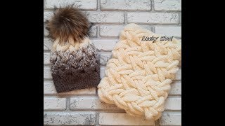 Классный снуд спицами! Узор коса из 30 петель. Snood. Шарф,хомут. Kni