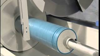 Roll cutter or slitter for nonwoven, fabrics & plastics. Ribbon and tapes slitting machine