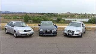 The ultimate Audi A6 Quattro Nose to Tush Drag Race: 2000 vs 2005 vs 2012