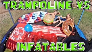 TRAMPOLINE FILLED WITH INFLATABLE TOYS