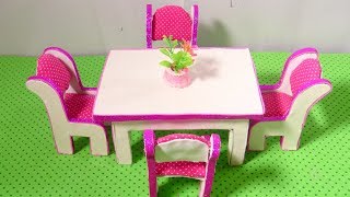 DIY Miniature ADORABLE CARDBOARD TOYS Table and Chairs Crafts Dollhouse|