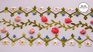 embroidery| Border Design | Rose Stitch  | Вышивка | Дизайн для бордюра