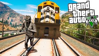 GTA 5 Моды: Черная Пантера! - Черная Пантера против Поезда!