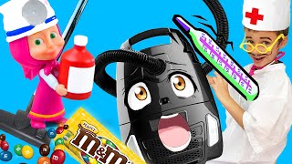 Пылесос проглотил все Эмемдемс для Маши и Медведя! Лечим ПЫЛЕСОС! Играем в ДОКТОРА!
