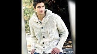 Мужской Кардиган с Капюшоном Спицами 2019 / Male Cardigan with Hood of Needles /
