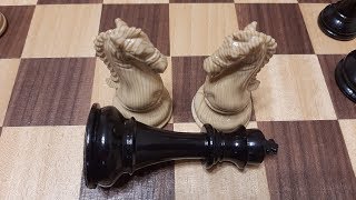 Шахматы. Два коня атакуют рокировку. Яркий мат. Теряем ферзя.
