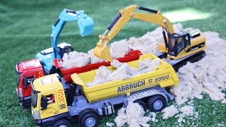 Digger for kids รถบรรทุกเทเลอร์ รถแม็คโคร รถดั้ม ตักดินทำถนน Truck trailer
