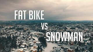 Winter fatbiking in Norway. Fat Bike vs Snowman