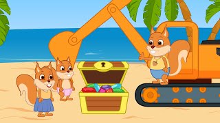 Famille d'Écureuil - La Pelleteuse a Trouvé Des Trésors Dessin Animé 2020 en Français