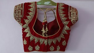 Bridal Lehenga blouse back neck design|Embroidery blouse design|cutting and stitching.